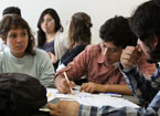 Small group working around a table.