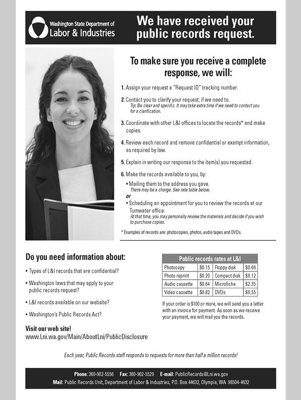 Flyer with a list of steps and costs