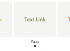 Three examples of link text shown in different colors. The first two fail accessibility contrast guidelines and the last one passes.